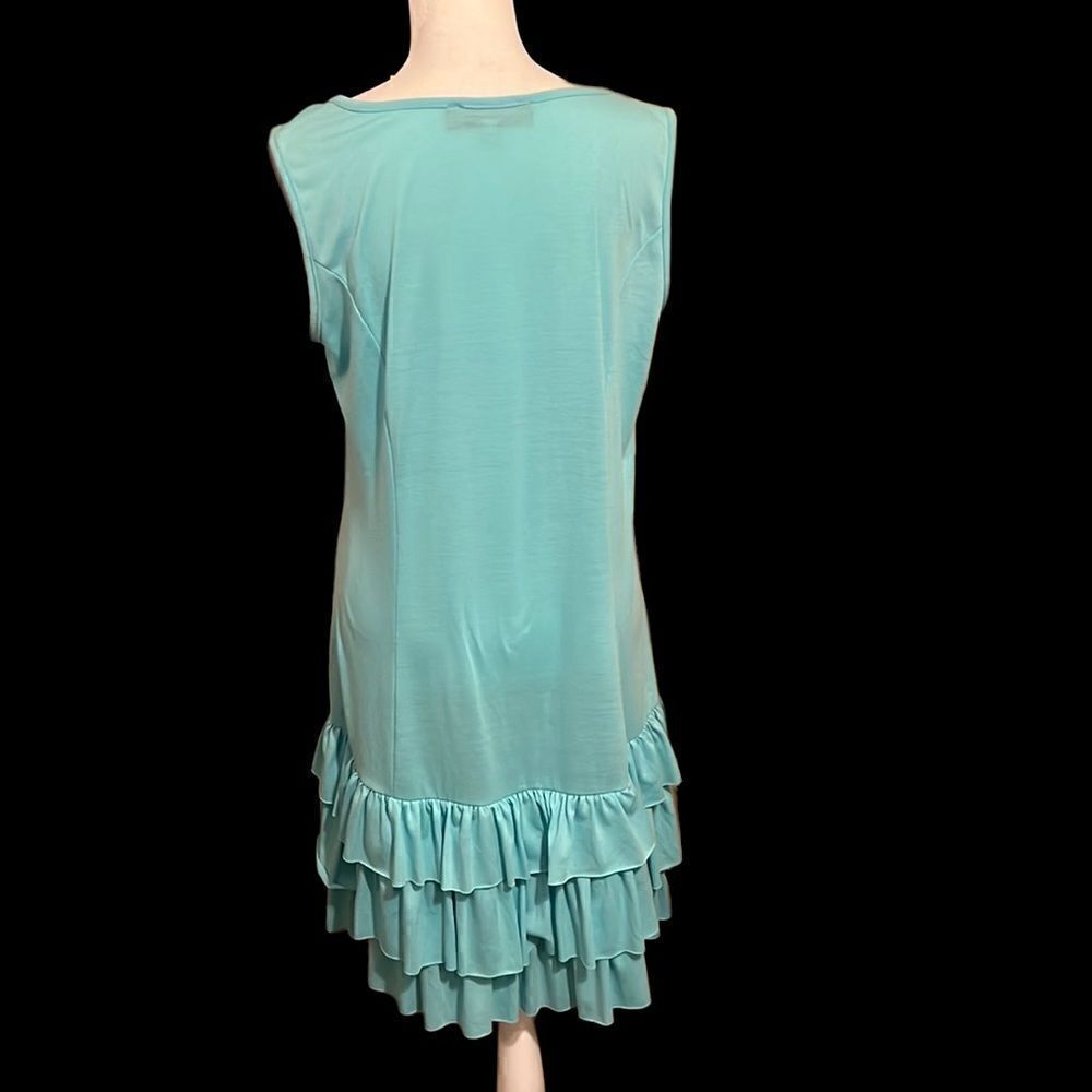 NWT Desert Casual size medium turquoise sleeveless ruffled hem knit dress - Picture 5 of 8